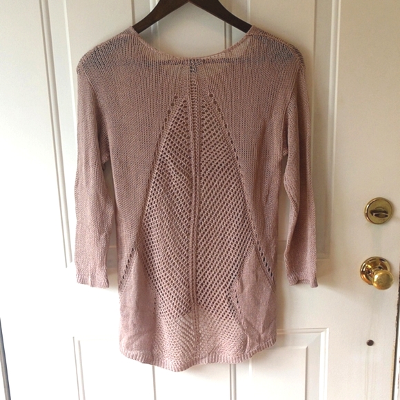 Hi-low Beige Sweater, Open Stitch - Picture 2 of 7